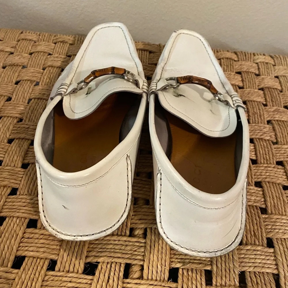 Gucci. Men’s White Leather Loafers. Slip On. Size 8. For hardware or to Repair? - Picture 4 of 8